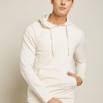 هودي من قطن تيري 100%، قصة مريحة كومفورت فيت ابيض