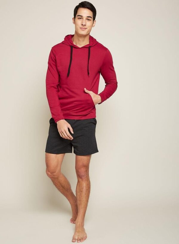 هودي من قطن تيري 100%، قصة مريحة كومفورت فيت المرجان الأحمر - Image 4
