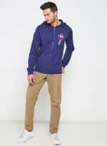 ⁦هودي مطبوع من قطن التيري 100٪ كحلي - طبعة أرجوانية⁩ - الصورة ⁦4⁩