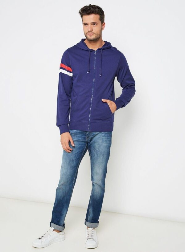 هودي مطبوع من قطن التيري 100٪ كحلي - Image 3