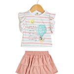 طقم بلوزة وتنورة للرضع بصلي