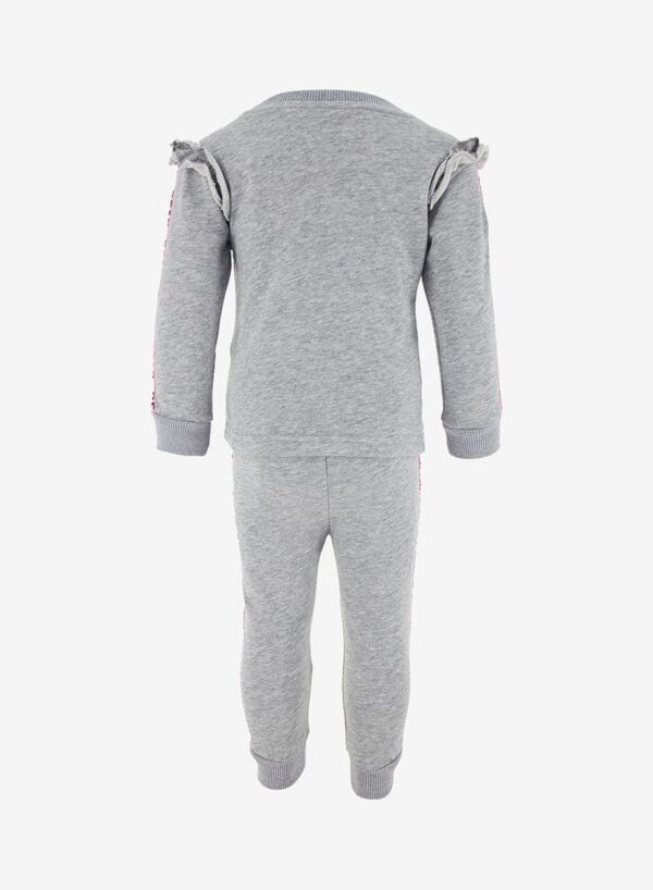 ⁦طقم من سويت شيرت مع بنطال رياضي بخصر مطاطي من قطعتين رمادي⁩ - الصورة ⁦2⁩