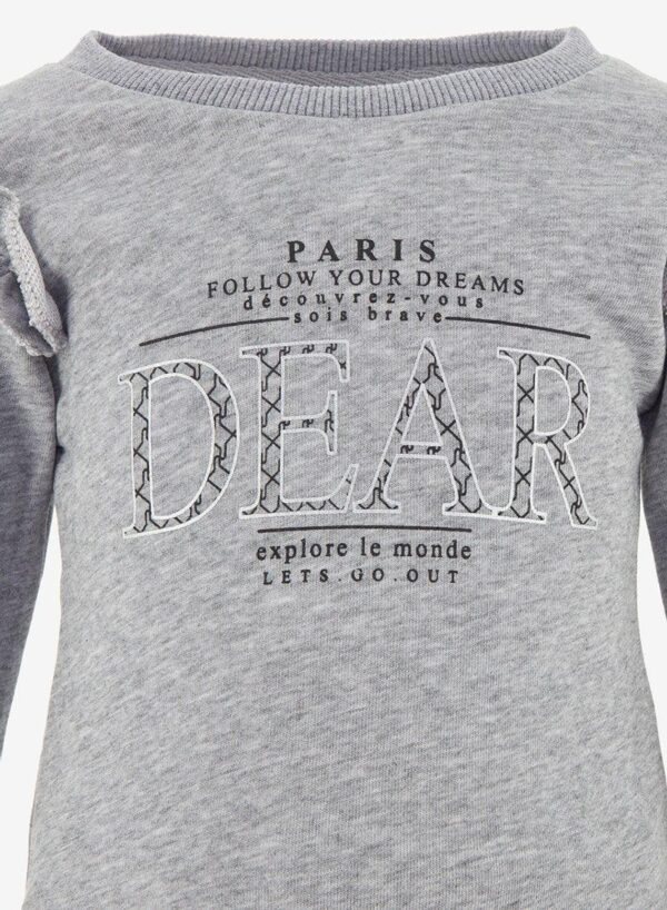 ⁦طقم من سويت شيرت مع بنطال رياضي بخصر مطاطي من قطعتين رمادي⁩ - الصورة ⁦3⁩