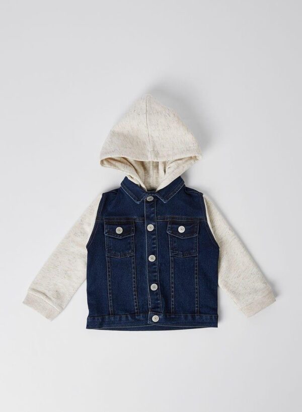 N40562852V_1.jpg جاكيت جينز برقبة على شكل ياقة مع جيب من الجينز دنيم - Image 1