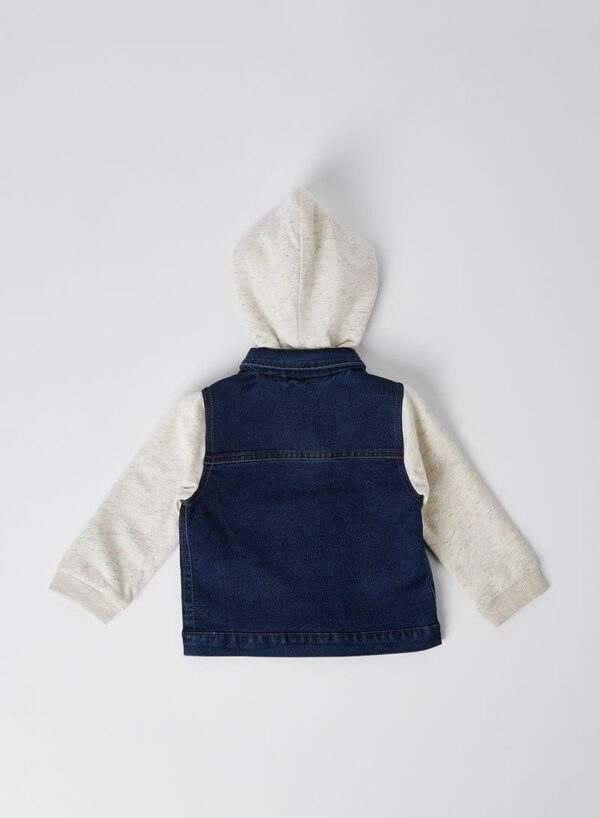 N40562852V_2.jpg جاكيت جينز برقبة على شكل ياقة مع جيب من الجينز دنيم - Image 3